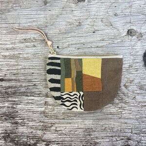 NEW bookhou patch POUCH bag linen + canvas brown